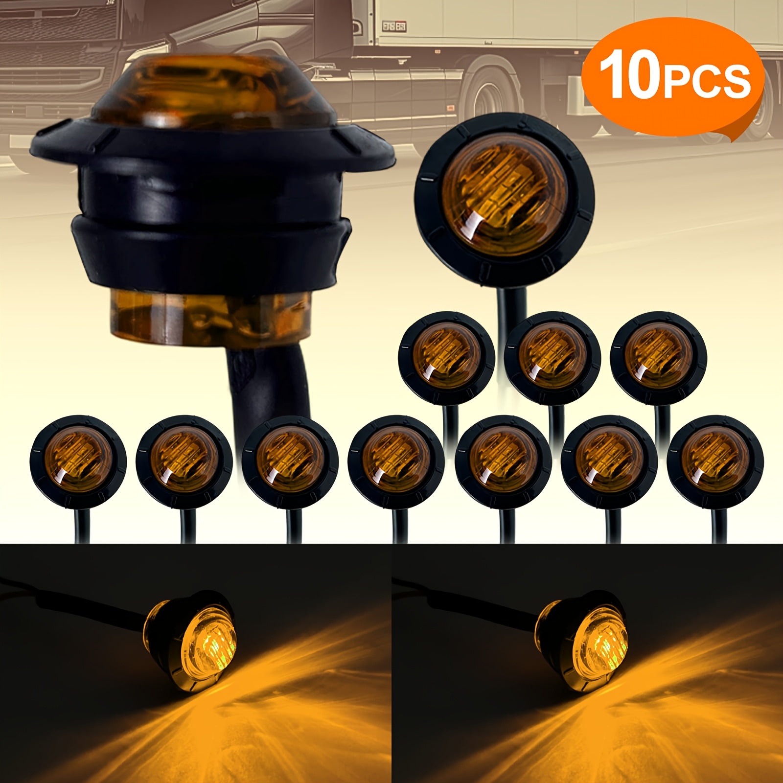 TEMU 10pcs Of 3/4-inch -style Round Led Side Marker Lights, Suitable For 12v Trailers, Trucks, And Rvs - High-brightness 12v Compatible With 12-24v