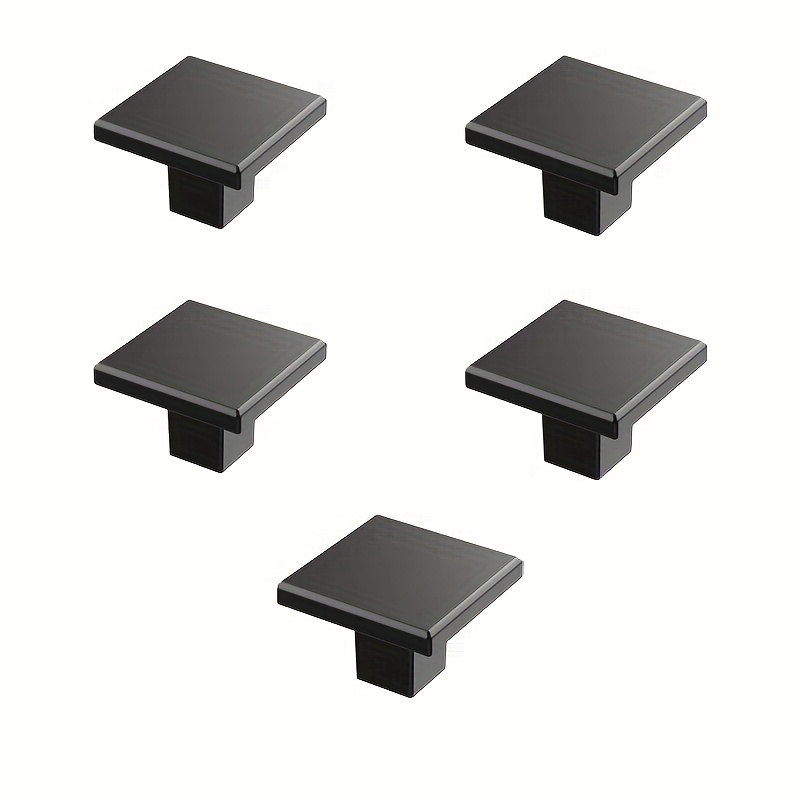 E-shop 5-teiliges Set Mattschwarze Quadratische Schrankknöpfe - Langlebige Metallgriffe im Tropfenstil für Küchenschränke, Schubladen, Badezimmer &