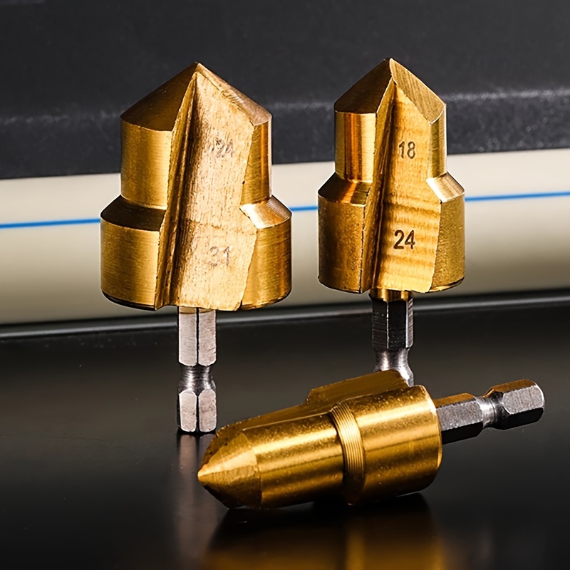 

3pcs High-speed Steel Boring Drill Bits Set, Hex Shank, Rust Resistant, Polished Finish, For Water Pipe Ppr Jack Reaming, Sizes 20/25/32mm