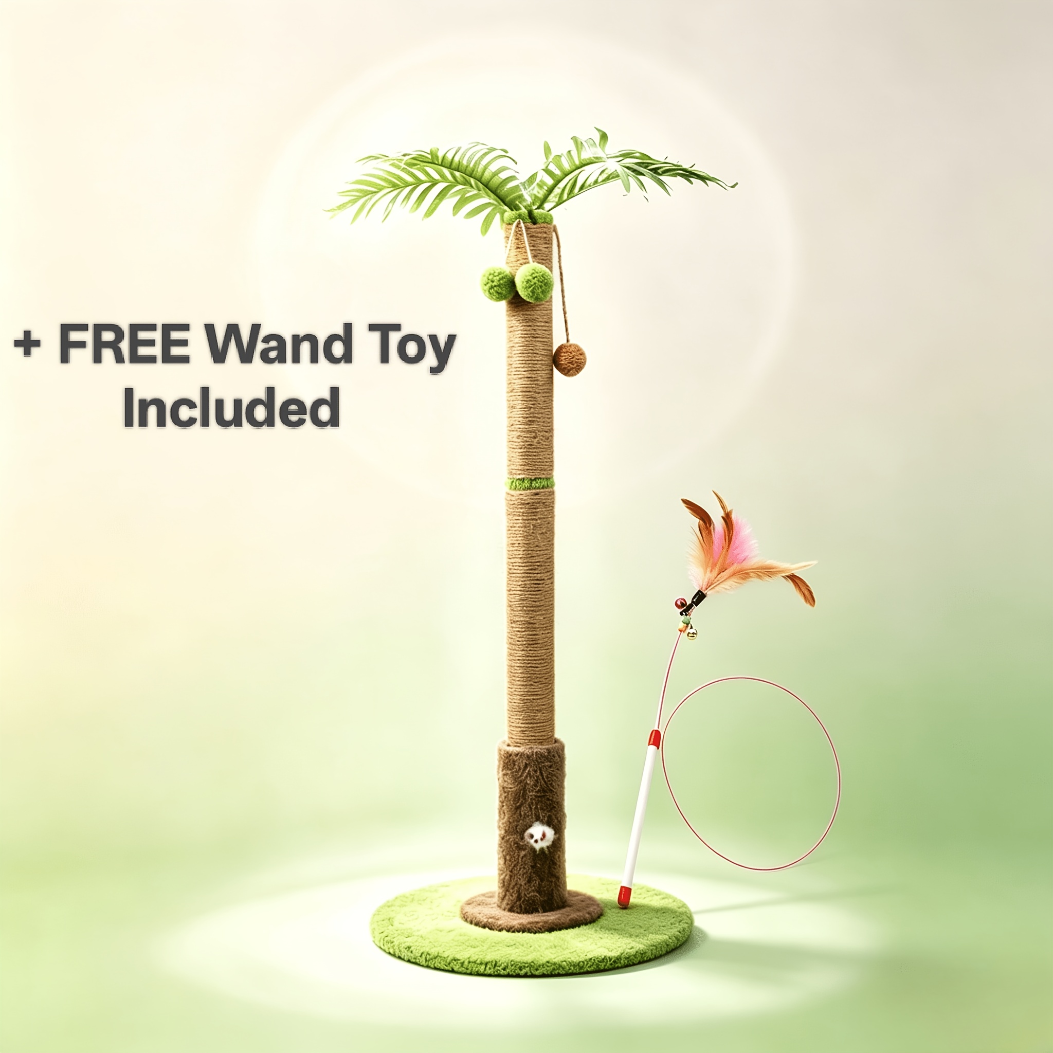 Cat Scratching Post, Tree Scratching Posts For Cats With And Interactive Dangling Balls, Suitable For Kittens And Cats, Extra Cat Teaser Stick