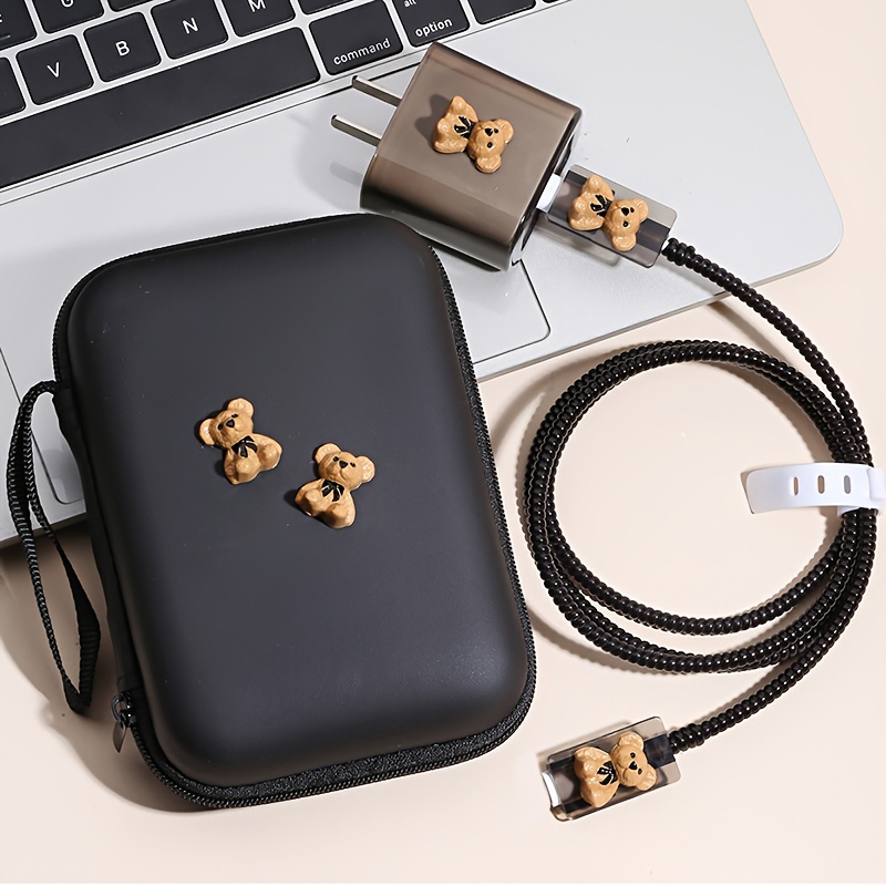 

Creative Cartoon Bear Data Cable Storage Bag Data Cable Protection 6-piece Set Suitable For 20w Fast Charging Data Cable