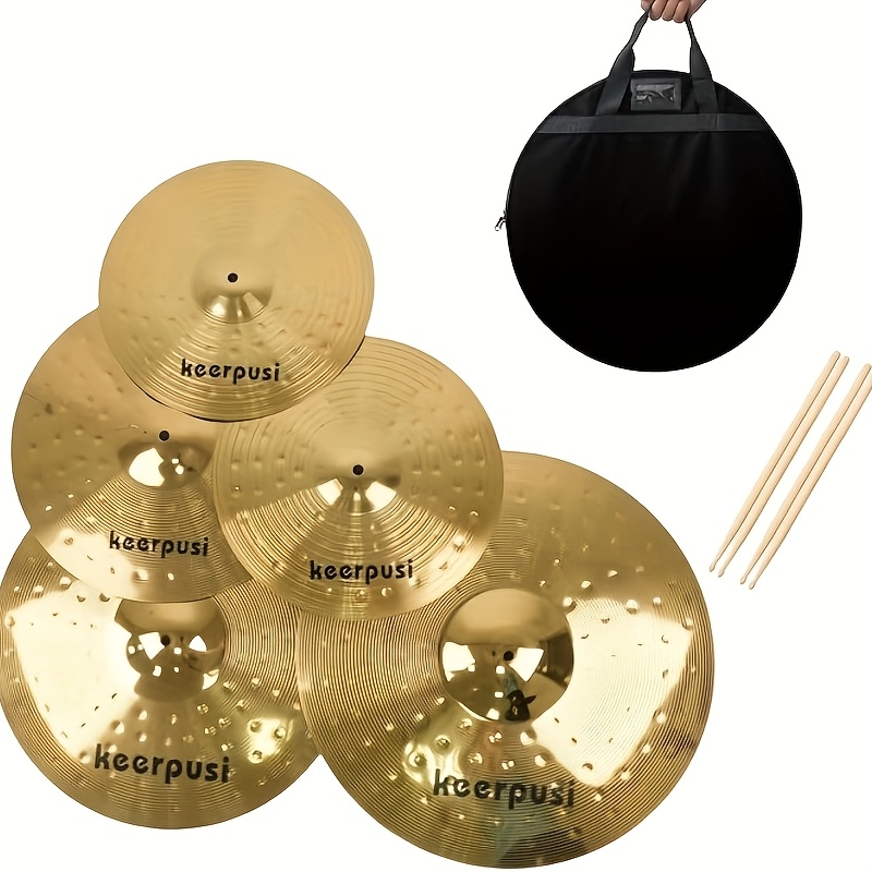 TEMU Keerpusi Cymbal Pack Alloy Cymbals Drum Cymbal Set 14161820 Cymbal Bag 5pcs Cymbals For Drum Set TEMU Keerpusi Cymbal Pack Alloy Cymbals Drum Cymbal Set 14161820 Cymbal Bag 5pcs Cymbals For Drum Set
