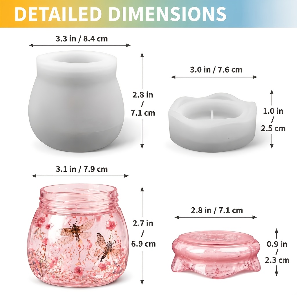 TEMU 1 Set Jars Resin Molds With Lid, Silicone Clay Mold For Epoxy Resin, Storage Jar And Candle Holder Mold, Epoxy Casting Mold For Crafts And Home