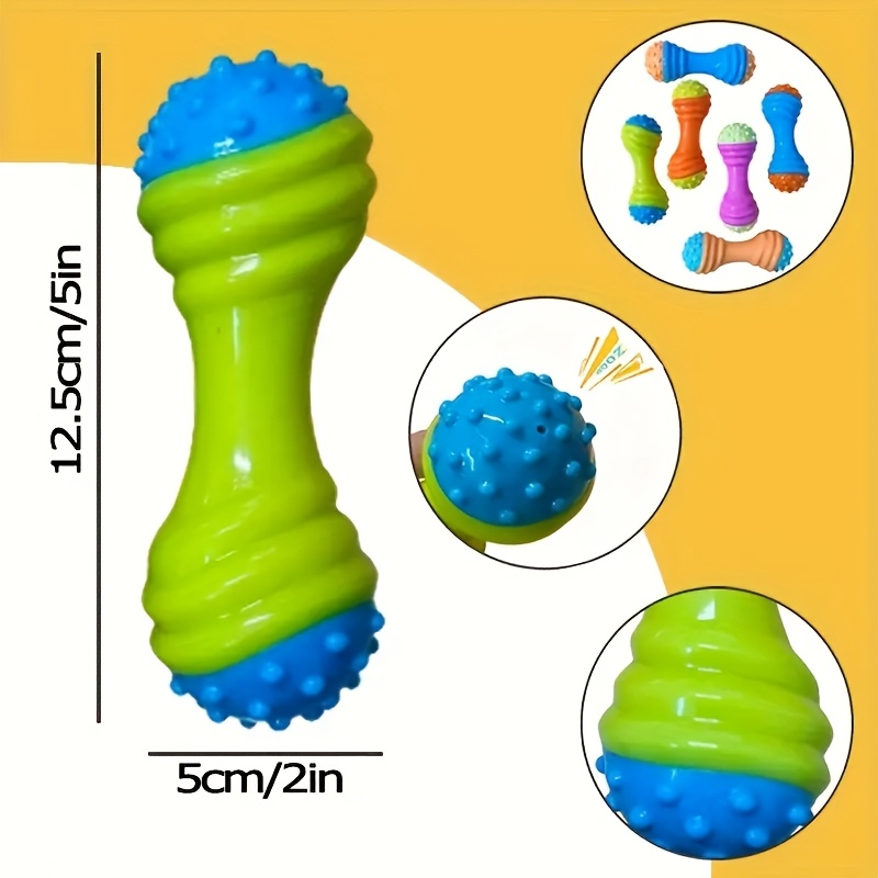 Interactive Squeaky Dumbbell Dog Toy, Bite-Resistant TPR Material