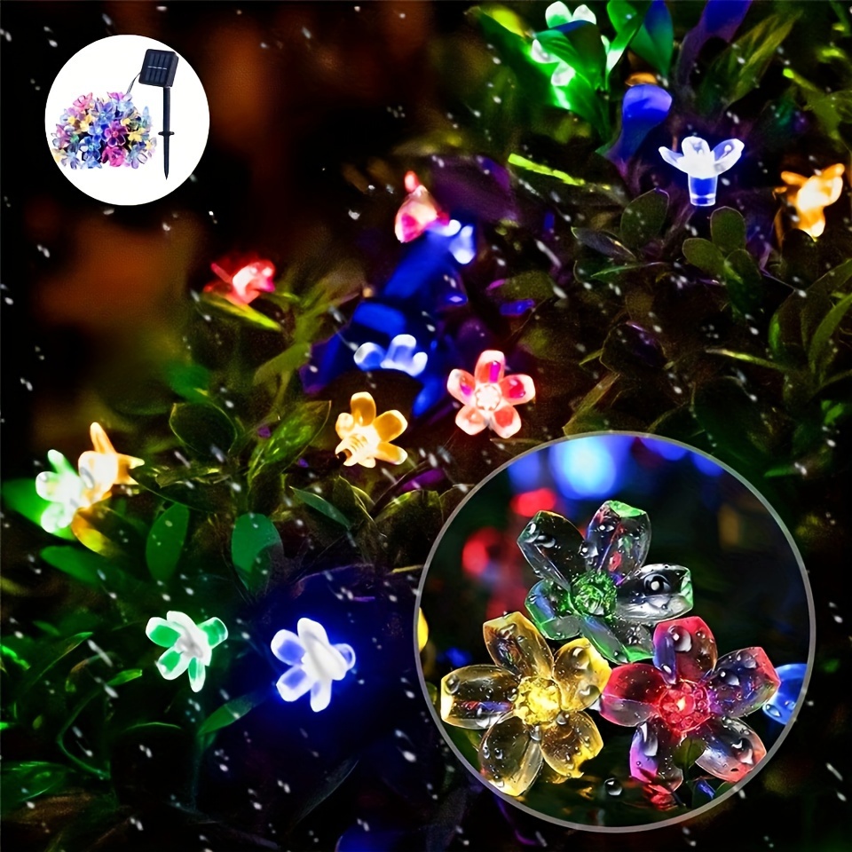 

Solar-powered 20 Led Flower String Lights - Perfect For Garden, Patio, And Outdoor Decor | Easy Hang Design