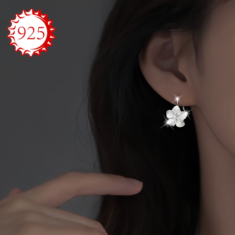 

Elegant 925 Sterling Silvery Flower Stud Earrings - Hypoallergenic, & , Ideal Gift For Her, Cute Earrings