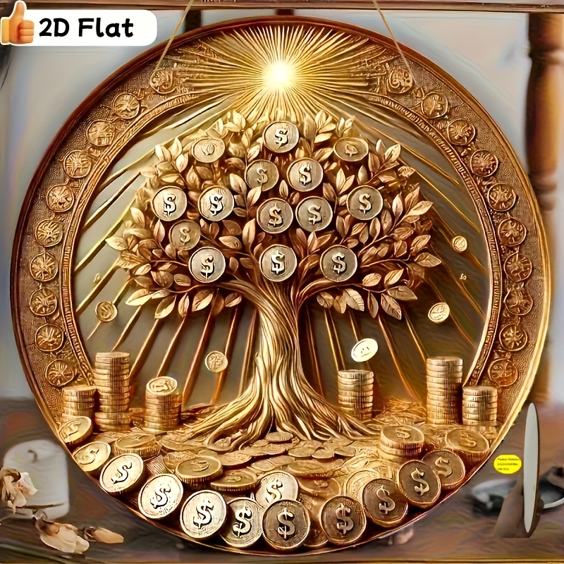 TEMU 2d Flat, 1pc Round Wooden Tree Decorative Sign - Vintage - Unique Circular Wooden Hanging Plaque, Suitable For Rooms, Bars, And Garages - Ideal