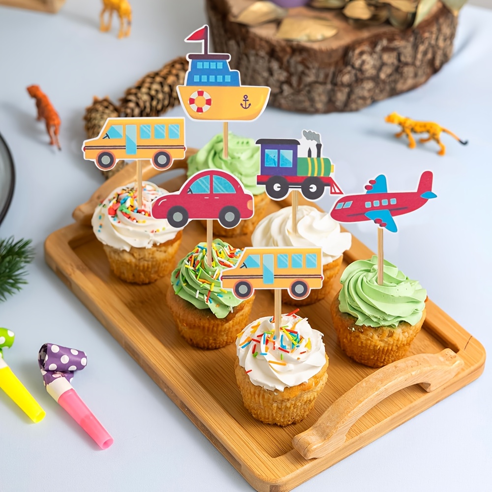 Décoration de gâteau joyeux anniversaire, voiture, avion, feu de circulation, décor de mariage, drapeau, fête pour enfants, fournitures de cuisson, décoration de Cupcake, réception-cadeau pour bébé