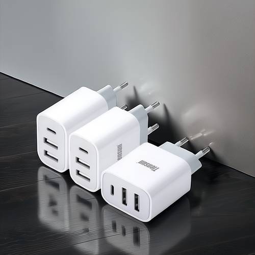carregador 3- usb-a, 1 type-c | adaptador de carregamento rápido qc pd, 220v-240v, cabeça de carregamento multi-interface