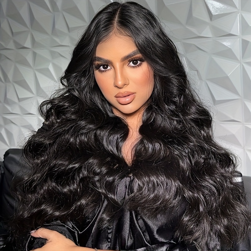 Image of 180%density 4x4 Hd Lace Wig Human Hair Blend With Baby Hairline Glueless Pre Cut Lace Closure Body Wavy Wig With Tiny Knots Human Hair For Skin Women Quality And Long Length Human Hair Wig