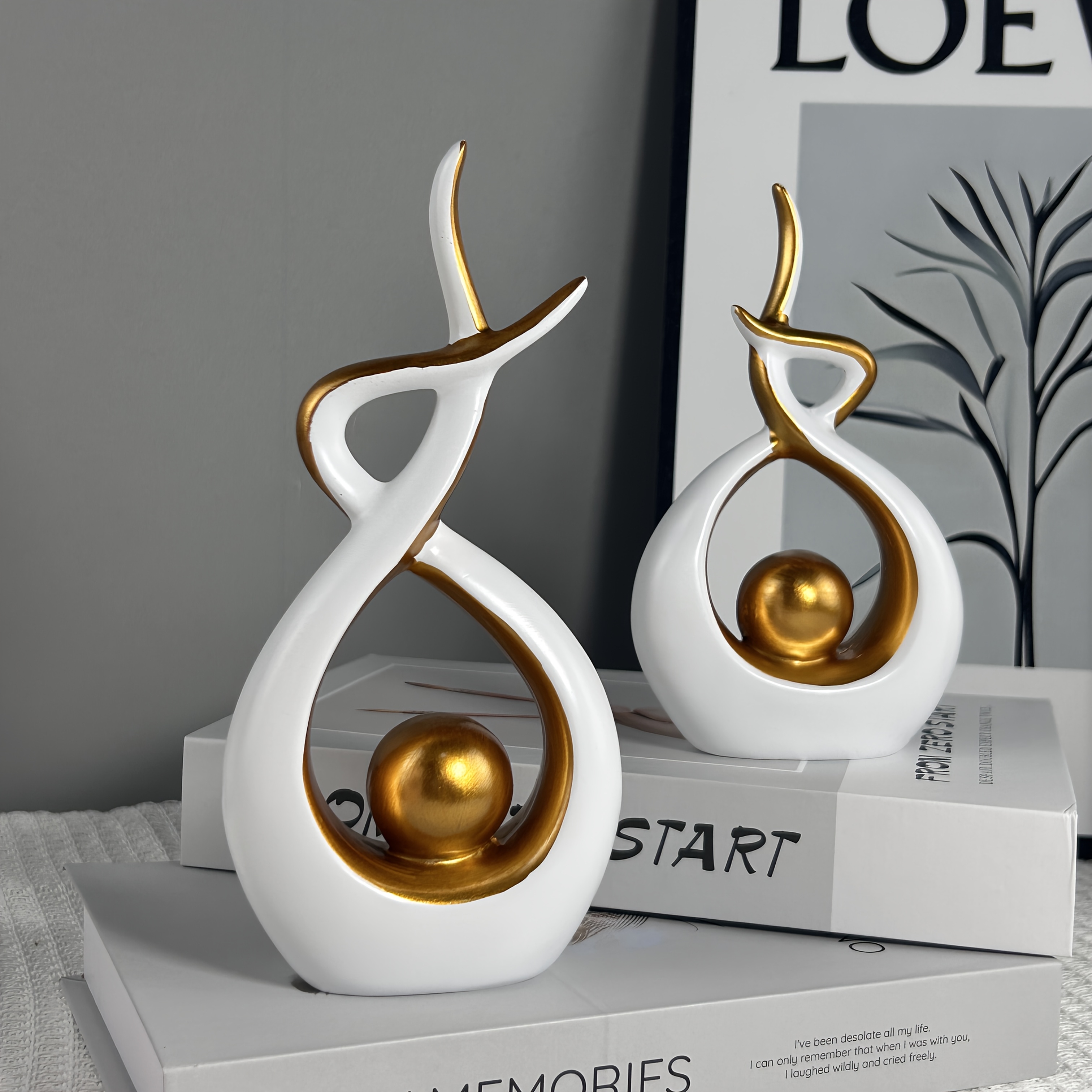 Image of 2pcs Set, A Pair Of Easy Modern Home Decor Ornaments, Elegant Decorative Bottles, Resin Craft Abstract , Suitable For Living Room, Porch, Display Cabinet And Dining Room Decoration