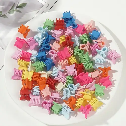 50 Stk. Mini-Schmetterling-Kleine-Krallen-Spangen, Damen-Pony-Kleine-Haarspangen, Prinzessinnen-Dutt-Zopf-Haarspangen, Haar-Accessoires, Seitliche-Haarspangen, Haarkrallen