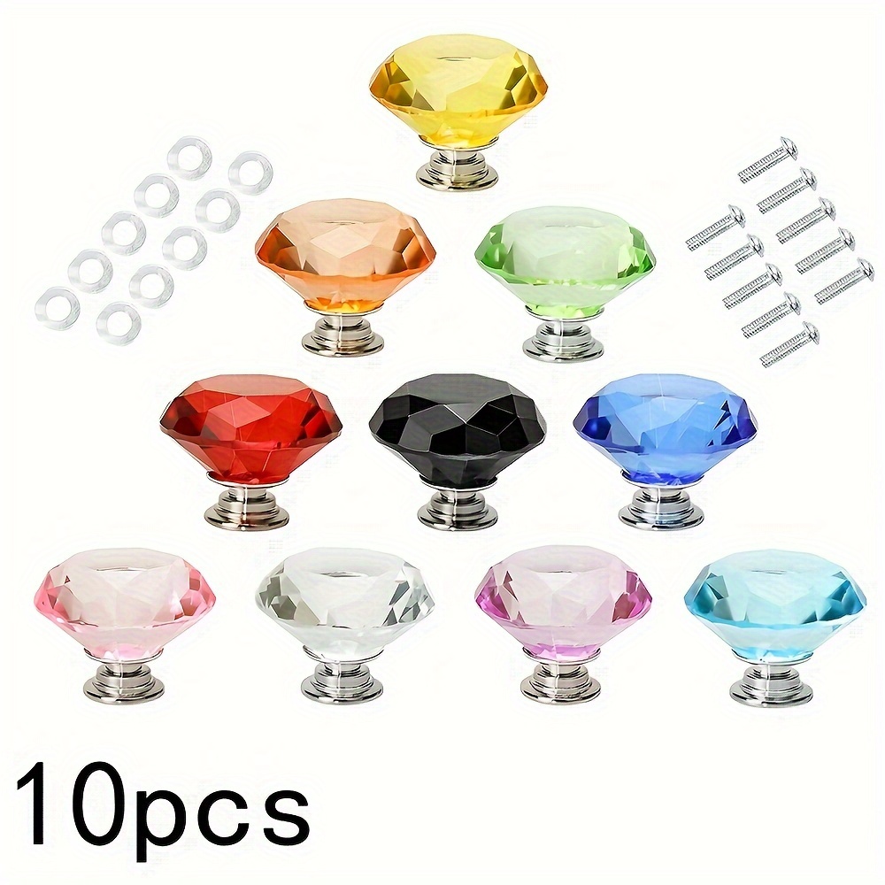 E-shop 10er-Set Kristall-Türgriffe 30mm Kristall-Hilfsschrankgriff Diamant-Schubladengriff Multifunktionaler Kristall-Türgriff für Schrank,