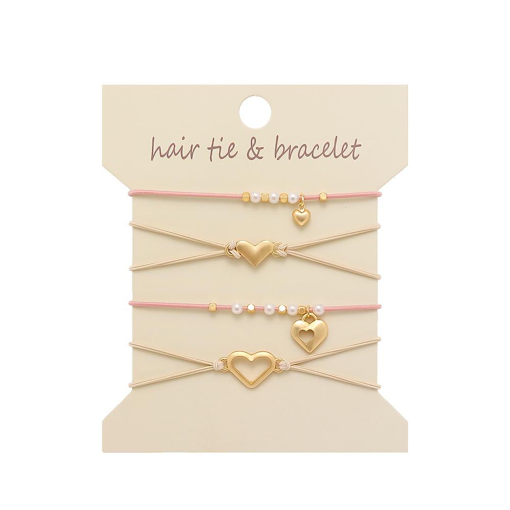 TEMU Ensemble de 4 pièces : Bandeau et bracelets tendance BOHO pour femme, , confortables et élastiques, élastiques à cheveux non agressifs,