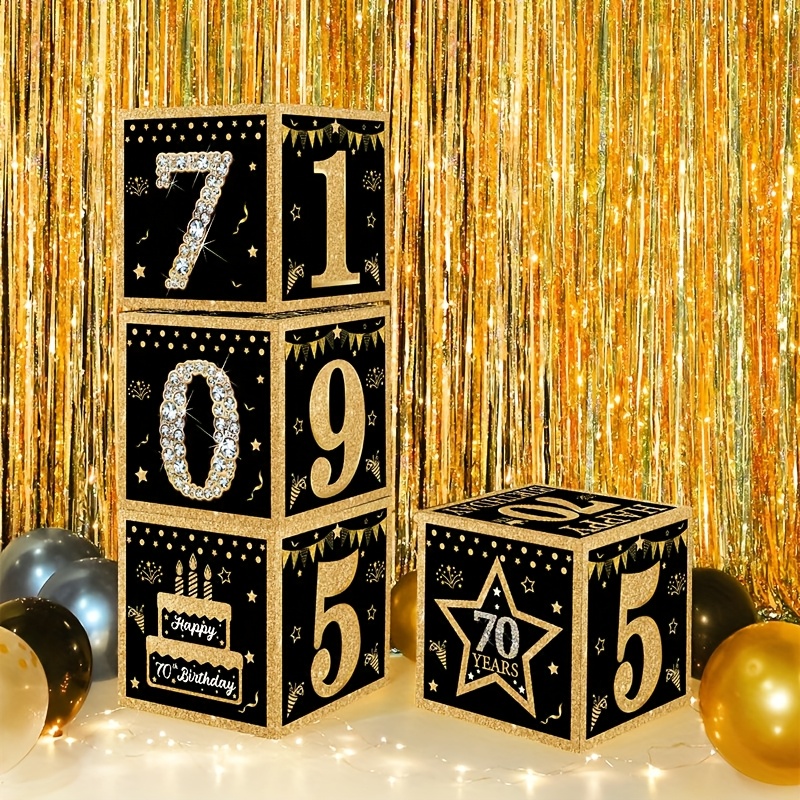 Palloncini Per 80° Compleanno - Nero E Oro - Set Con Scritta "Buon Compleanno" In Tedesco - Decorazioni Per Festa Uomo/Donna - 4