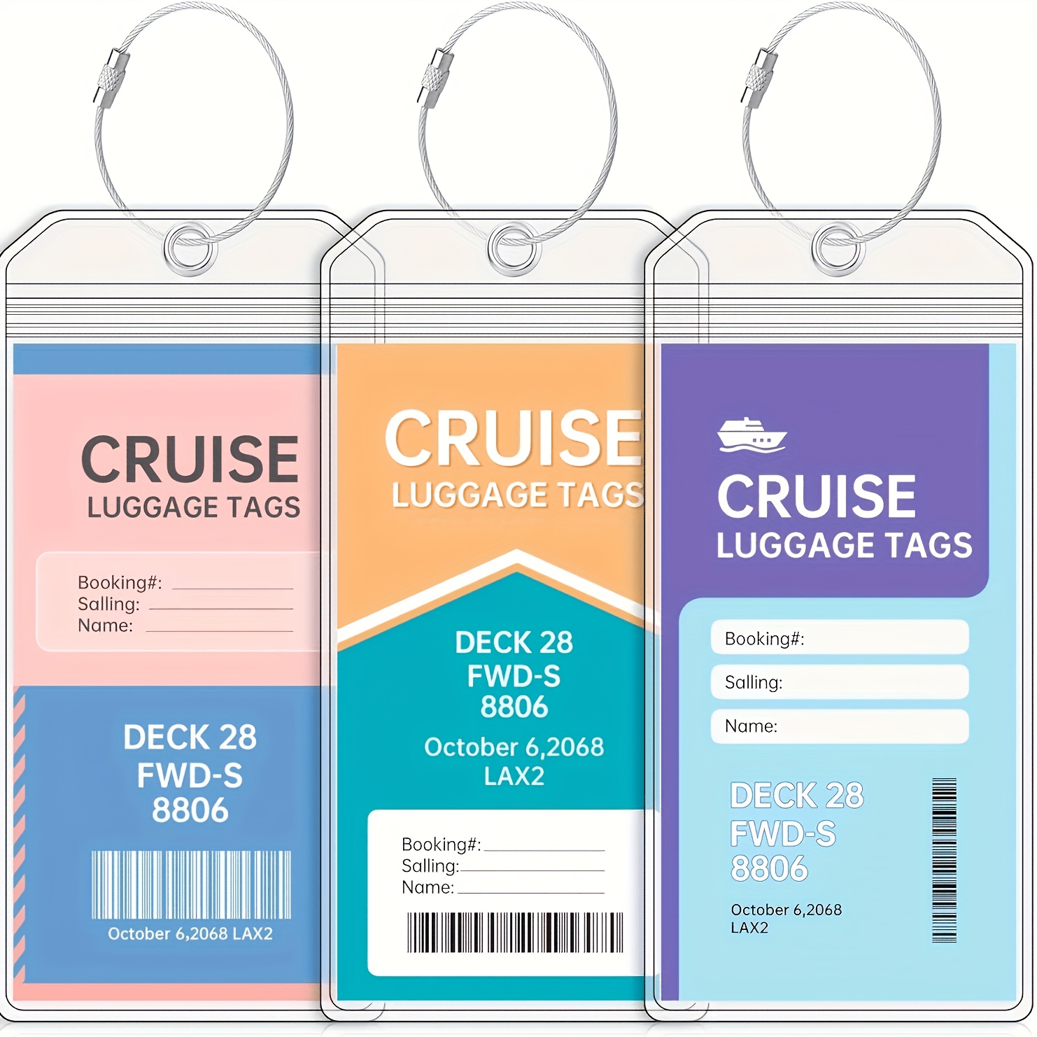 TEMU 3pcs Set Of Essential Luggage Tags For , Including Cruise Luggage Tag Holders, Compatible With All Cruise Lines