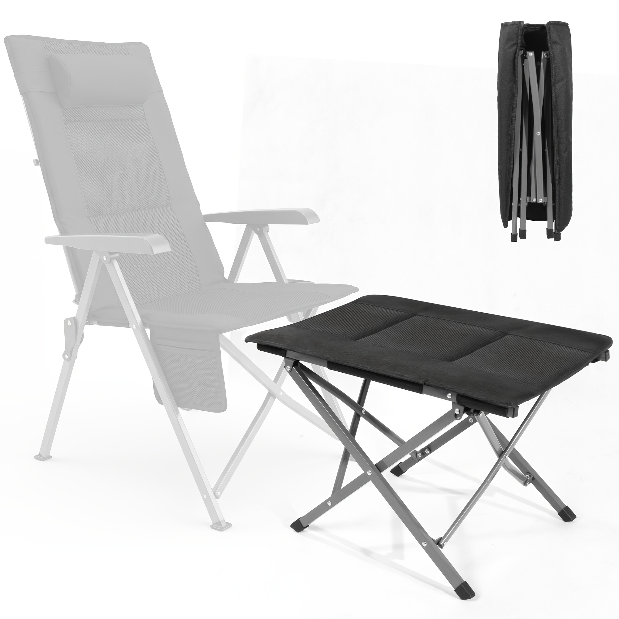 Image of 1pc Camping Chair Footrest Foldable, Ergonomic Leg Rest For Camping Chair 3d Mesh, Foldable Footrest 2.4kg, Small Folding Stool Calf Support With , Outdoor Beach Camping, Fishing & Outdoor Activities