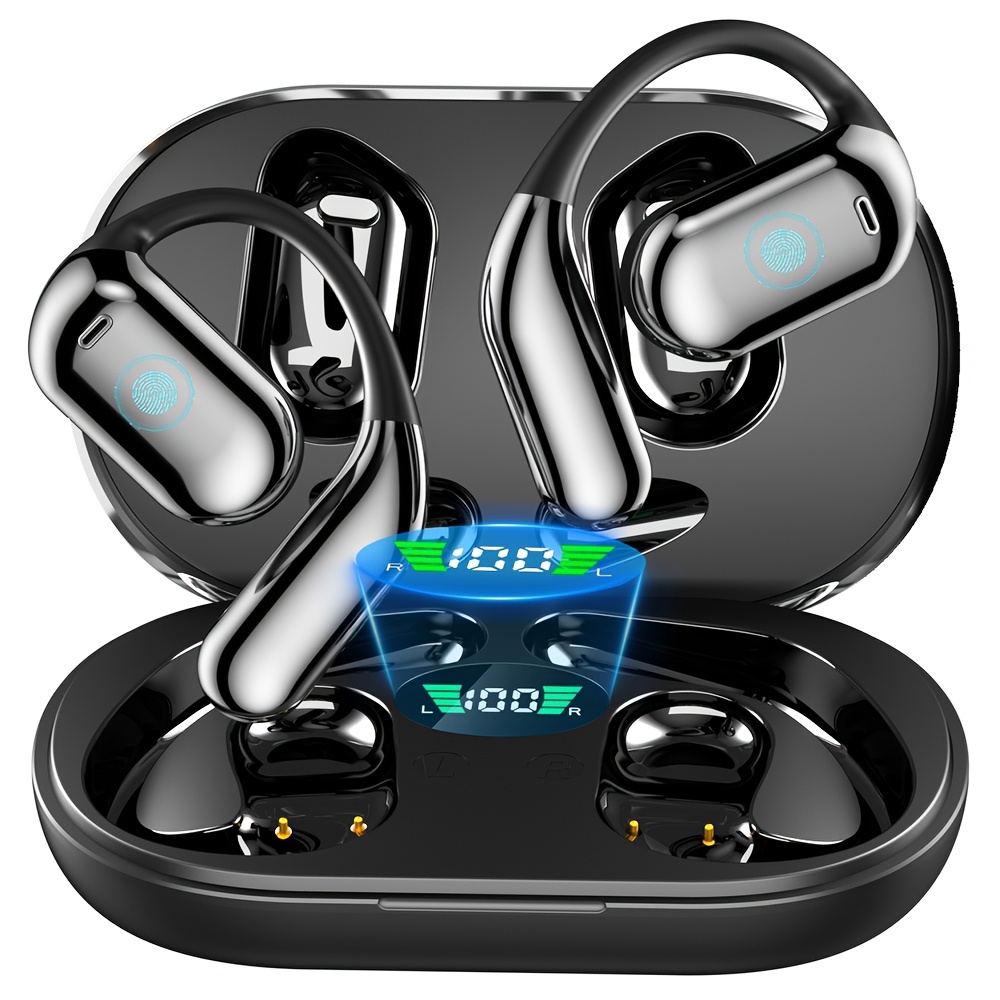 TEMU Eloriorz Earbuds Wireless Wireless Open-type Headphones Bt5.3 Hanging Earphones Hifi With Led Display Ultra-long Standby 100h Noise Reduction