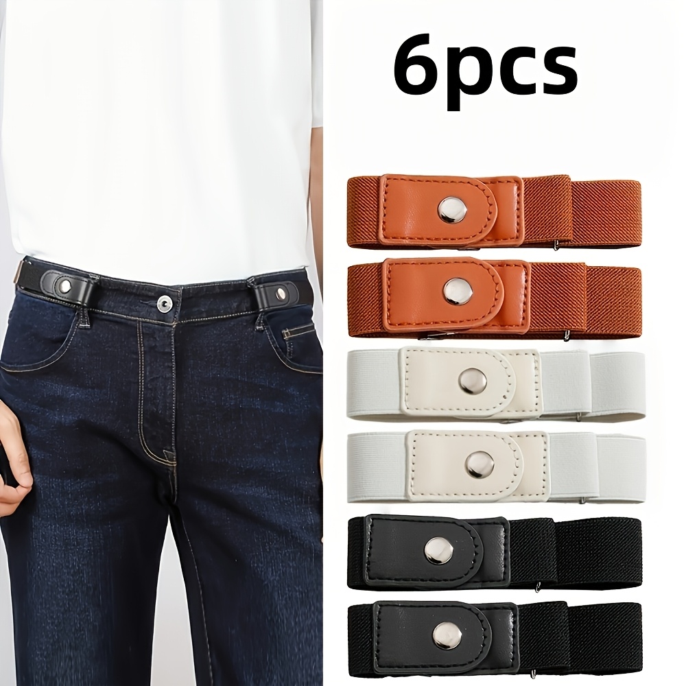 TEMU 6pcs High Quality Invisible No-tie Elastic Waistband, No-undo Belt, Unisex Anti-slip For Jeans And Suits
