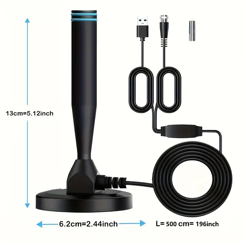 tv antenna 2025 - hdtv antenna with super strong magnetic base | full 50 u.s. states coverage | 360° long-range reception for local channels Product details 0