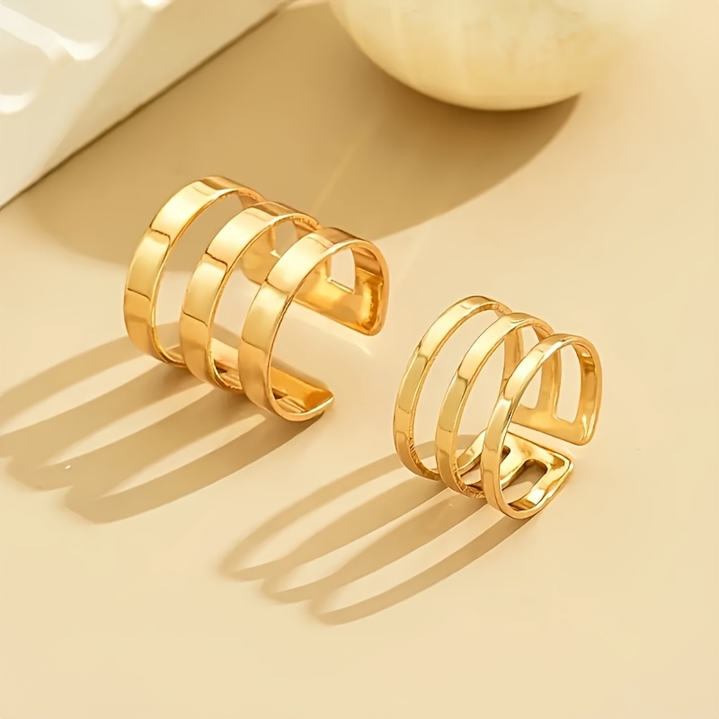 2pcs Wide and Narrow Multi-layer Ring Set, Trendy Accessory