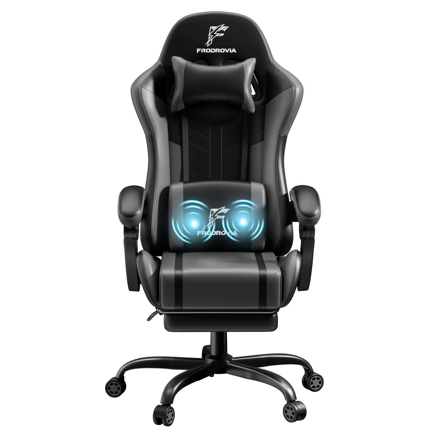 Image of Gaming Chair With Cushion, Height-adjustable Gaming Computer Chair, Adult Ergonomic Chair With Massage Lumbar Support, Chair With Swivel Function, For Gaming Or Office