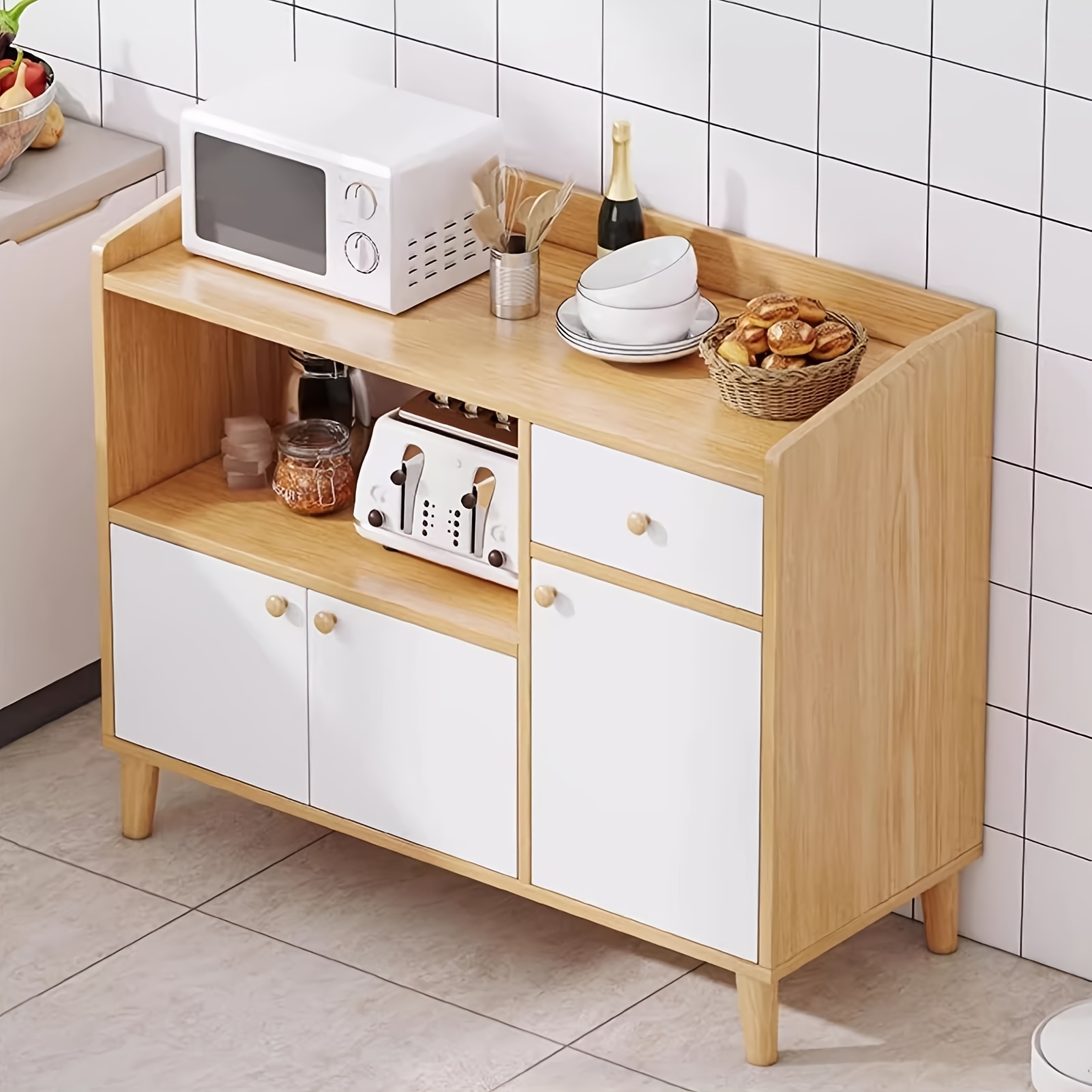 Image of Sideboard, Buffet Cabinet, Kitchen Storage Console With Doors, Liquor Buffet, Dining Room, Hallway, Cabinet, Console Table, Accent Cabinet, For Coffee Station And Microwave Stand 90 X 30 X 82cm