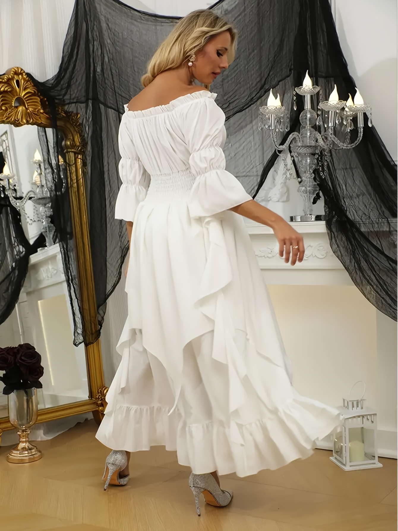 open lace back dress Boho Medieval Princes Wedding Dress main image 0