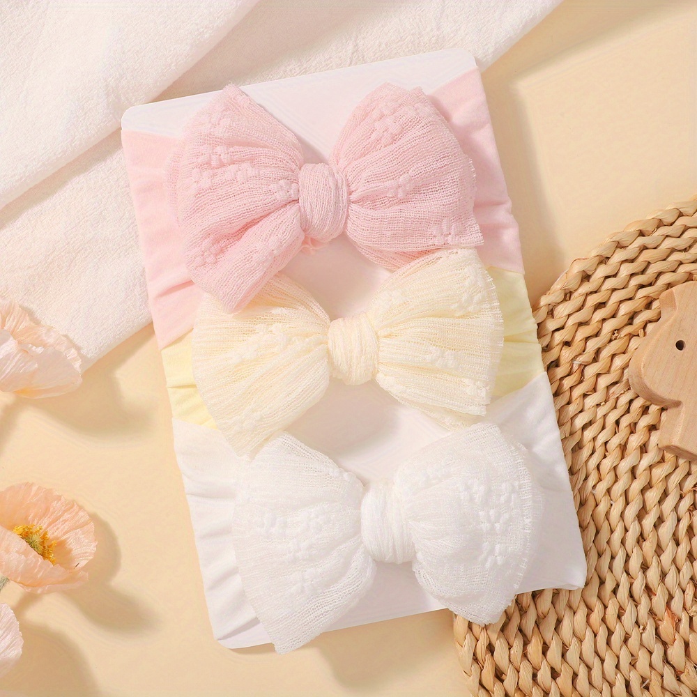 E-shop 3er-Set YHXX Weiche, nicht beschädigende Spitzen-Schleifen-Haarbänder für Mädchen – Weiche Spitzen-Schleifen-Haar-Accessoires, sanft für