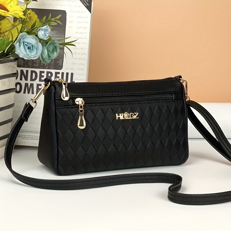 An Elegant And Stylish Multi-layered Faux Leather Crossbody Bag For Women, Perfect For Carrying , A Phone, And A Wallet While Traveling, Suitable For Holiday And Attending Evening Events