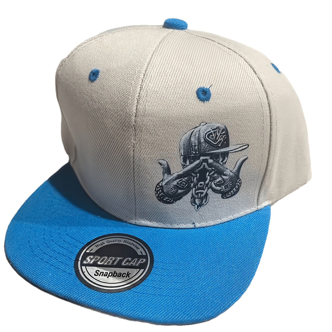 TEMU Casquette Plate Bleu Jaune | Filtre Self-Hipster, Impression de , Slay , Casquette de Baseball Hip-Hop pour Hommes et Femmes. Ajustable