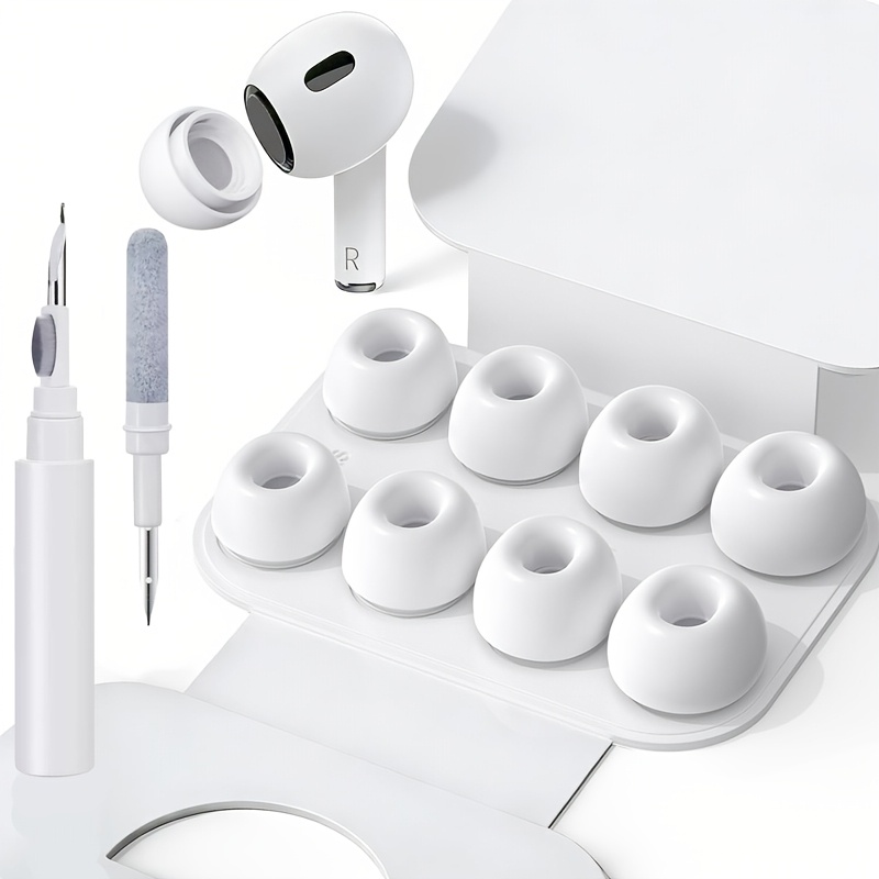 4 Pairs Replacement Ear Tips For Airpods Pro 2nd/, Silicone Material And Cleaning Pen, 4 Sizes Xs/s/m/l