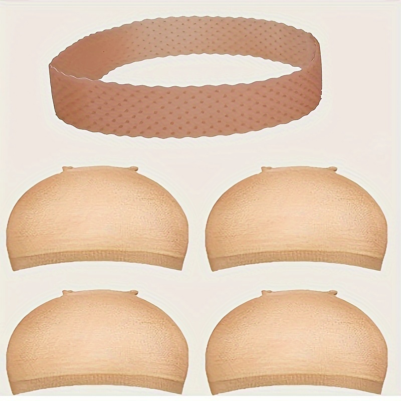 

5-piece Wig Accessory Set - Unisex Adult - Non-slip Wig Band And 4 Stretchable Wig Caps Combo Pack