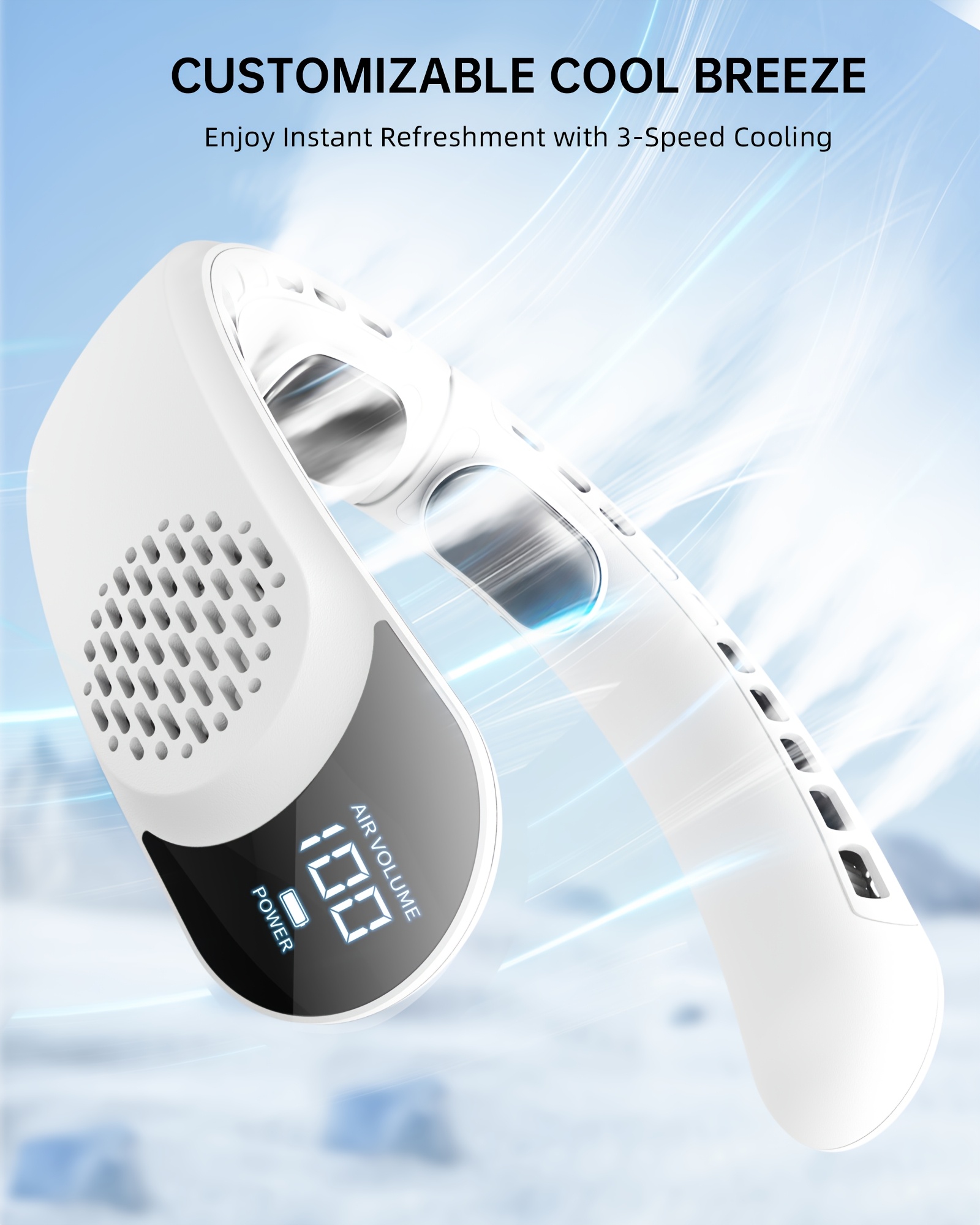 Neck Fan Without Blades, Featuring 4 Turbo Settings, a 4000 Mah Battery, USB Rechargeable, Personal Use, with 3 Speed Options, 360° Airflow, LED Display, Suitable for Home, Office, Travel, And As Gifts