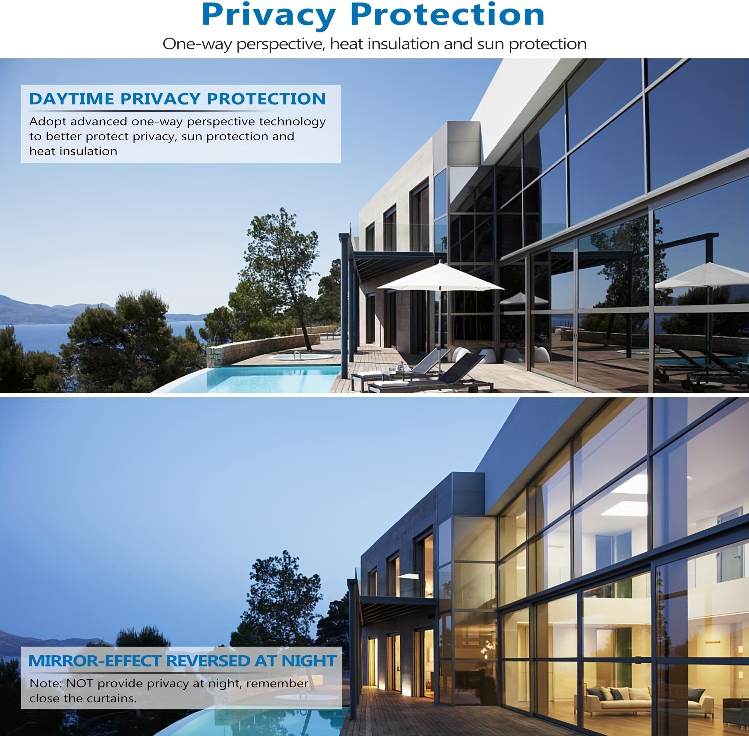 Зеркальная пленка для окна 60×200 см черно-серебристая, статическая, солнцезащитная