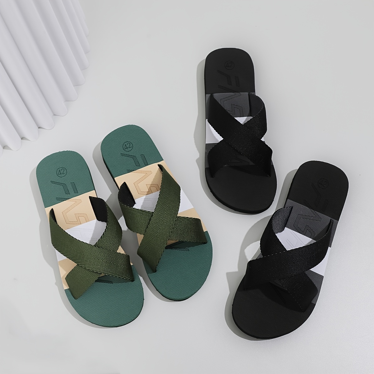 

Men's Trendy Color Block Cross Straps Open Toe Breathable Slippers, Comfy Non Slip Casual Durable Eva Slides, Men's Footwear