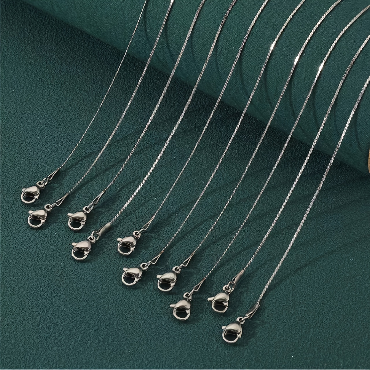 Image of 10-pack Stainless Steel Women's Collarbone Chain Necklace, S-chain 40+5 Golden/