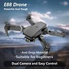 para principiantes e88 con cámara 480p - wifi habilitado, video real, sin cabeza, y aterrizaje con un solo botón, volteos de 360°, estuche portátil incluido
