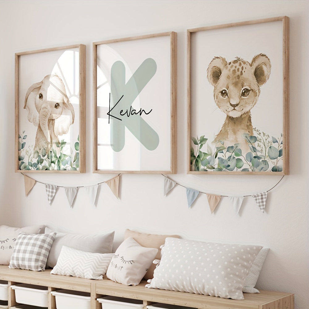 TEMU 2d Flat, 3pcs/set Personalized Name Canvas Poster Wall Art, Custom Name Poster For Home Decor, Living Room Bedroom Kitchen Decoration With