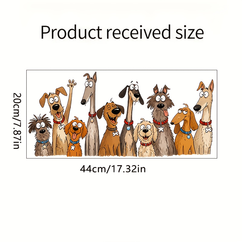 Image of 1pc, 44x20cm/17.32x7.87in, Removable Static Electricity Pvc, Cute Cartoon Dogs Window Cling, Funny Puppy Group Pattern, & Stick, No Residue, Glass Decal For Home/bathroom