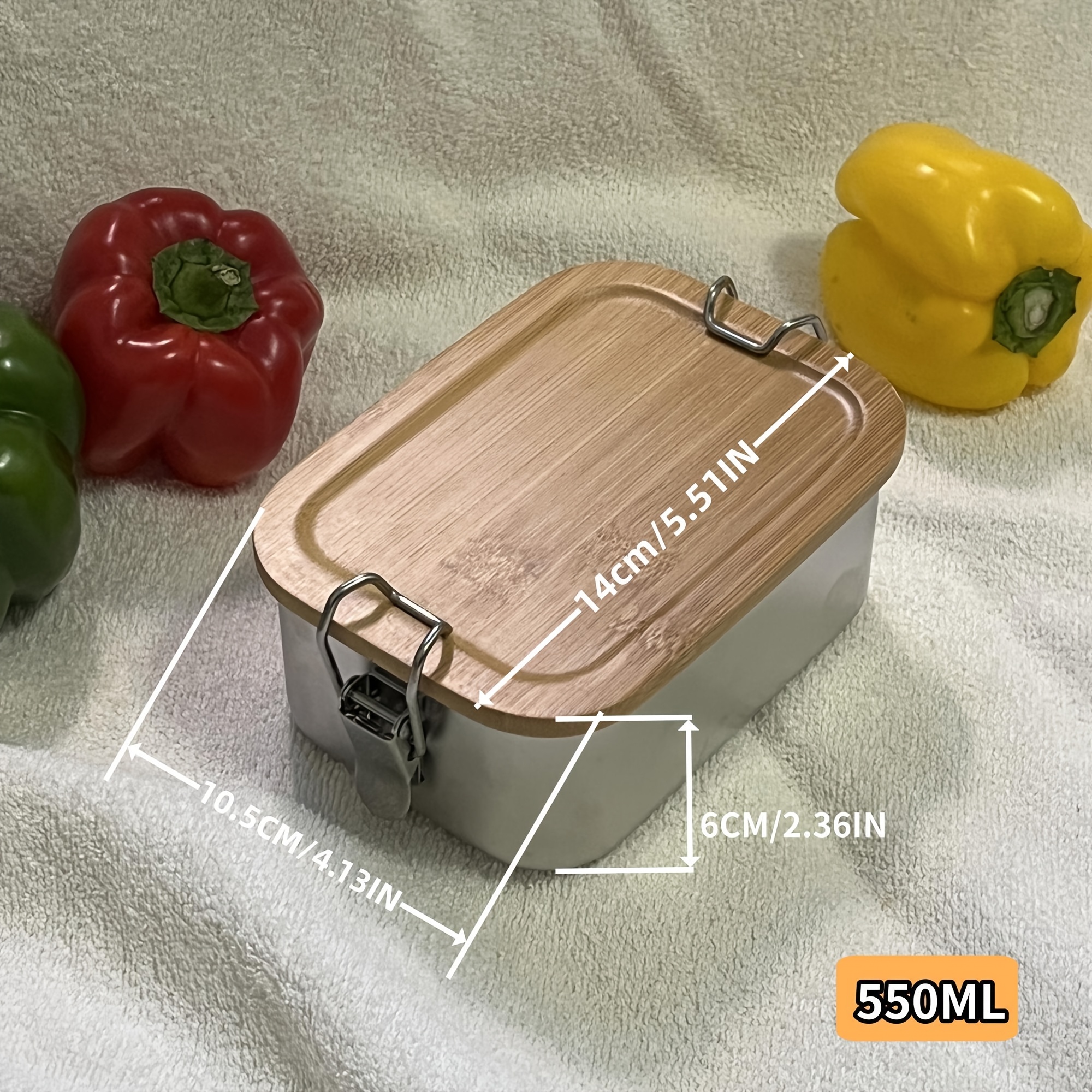 1pc 304 stainless steel bamboo lid lunch box - Temu