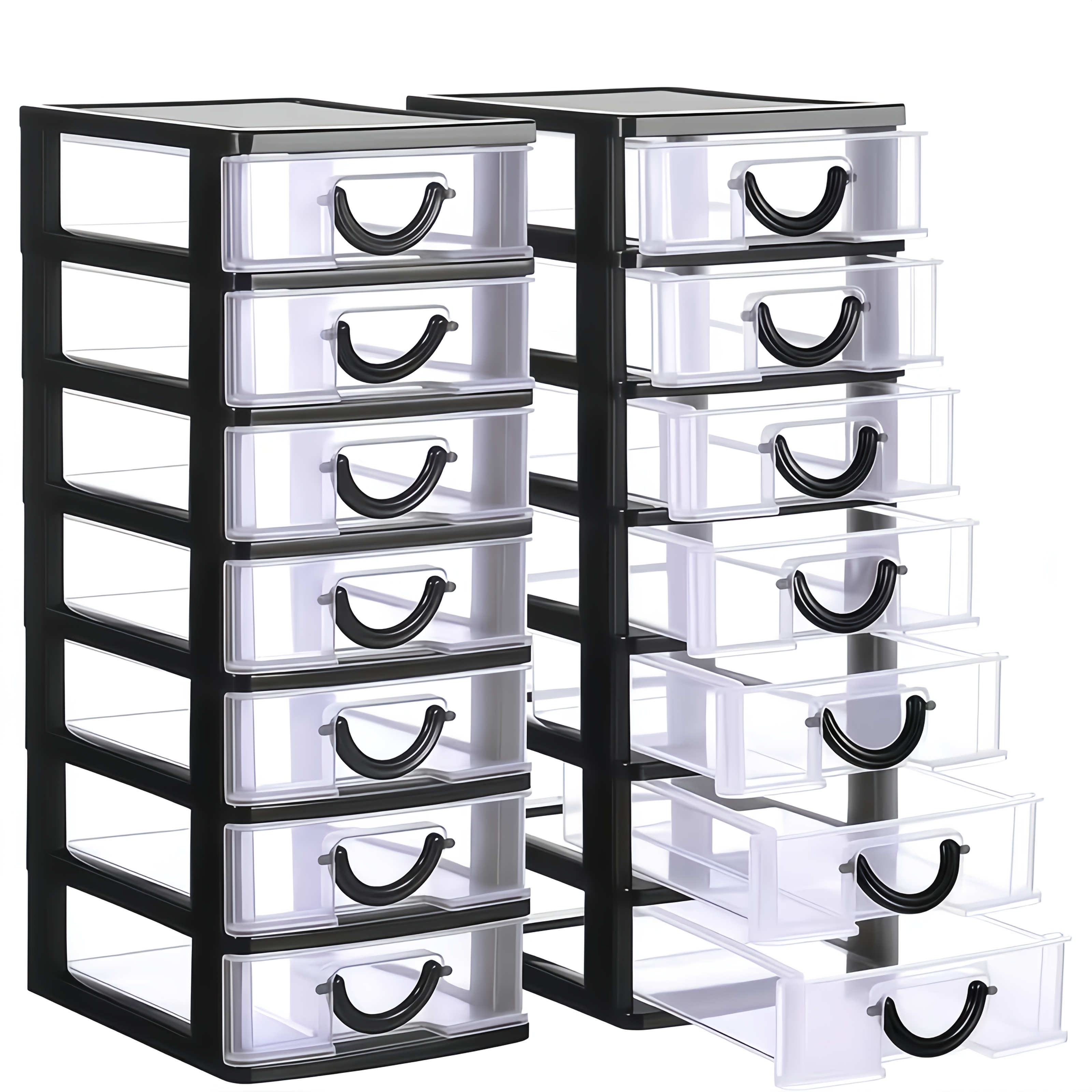 7 drawer desktop organizer heavy duty plastic storage system with clear front drawers storage drawers containers with 7 clear units space saving   black organizer box for home office table organizer jewelry and small parts storage
