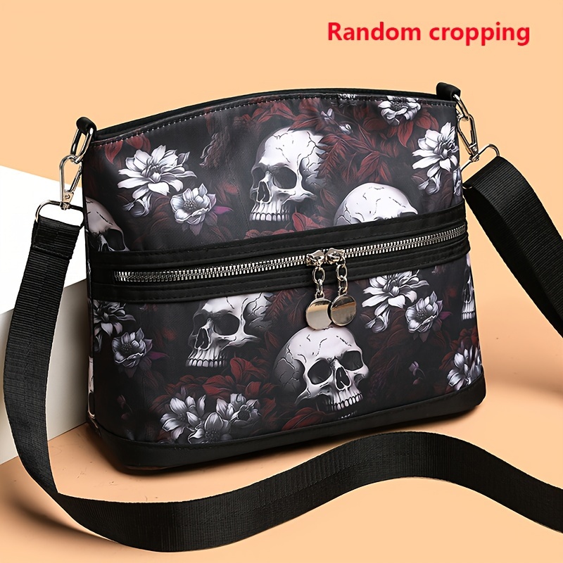 gothic floral skull crossbody bag women shoulder bag punk - Temu