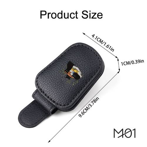 1pc durable faux leather all in eyeglass clip with black cat and book pattern magnetic sunglasses holder card storage installation versatile accessory for multiple vehicle models
