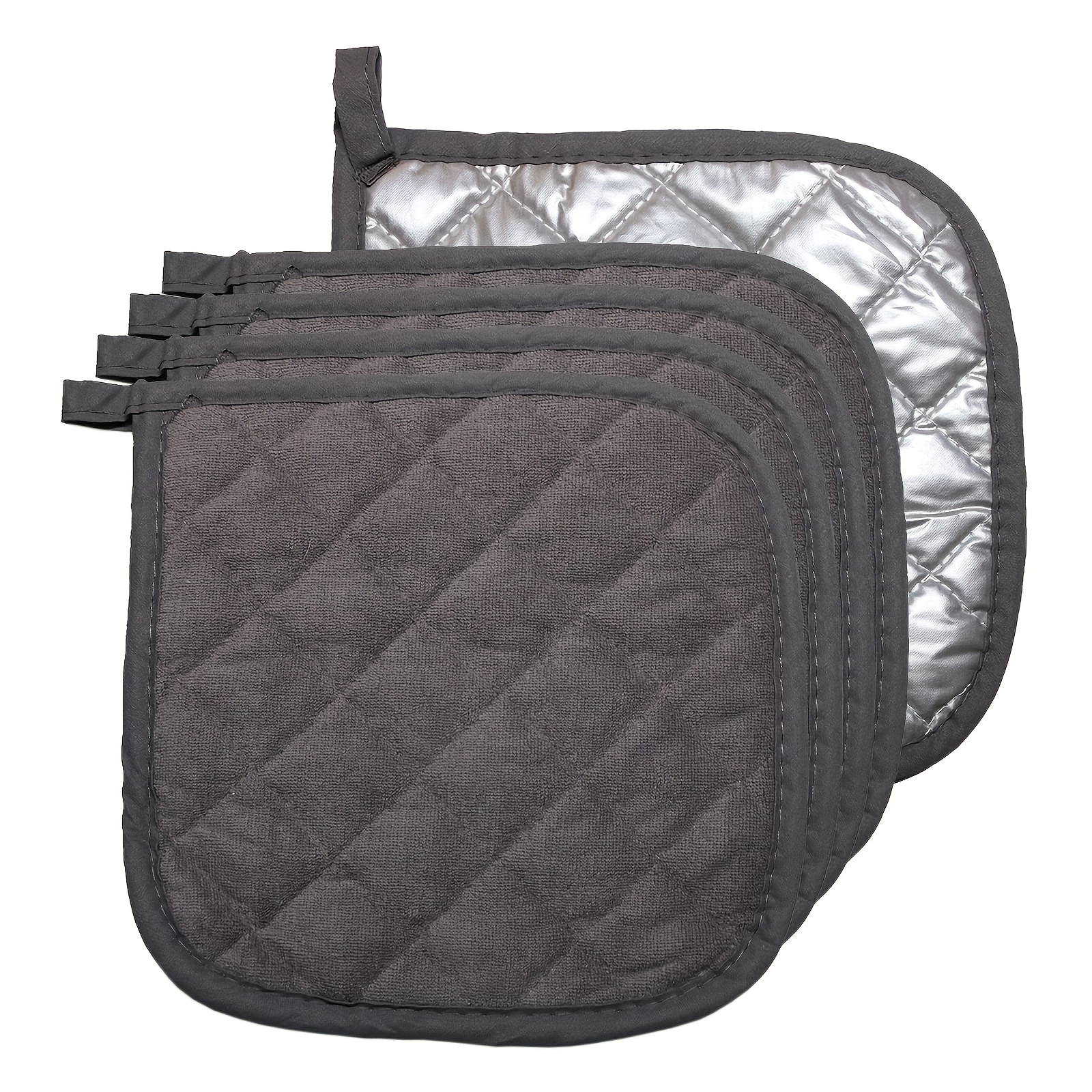 TEMU 5pcs Mixed Solid Color Placemat Set, Basic Square Heat-resistant Pot Stand 17cm/6.69 Inches Multifunctional Quilted Liner Small Tripod Cloth
