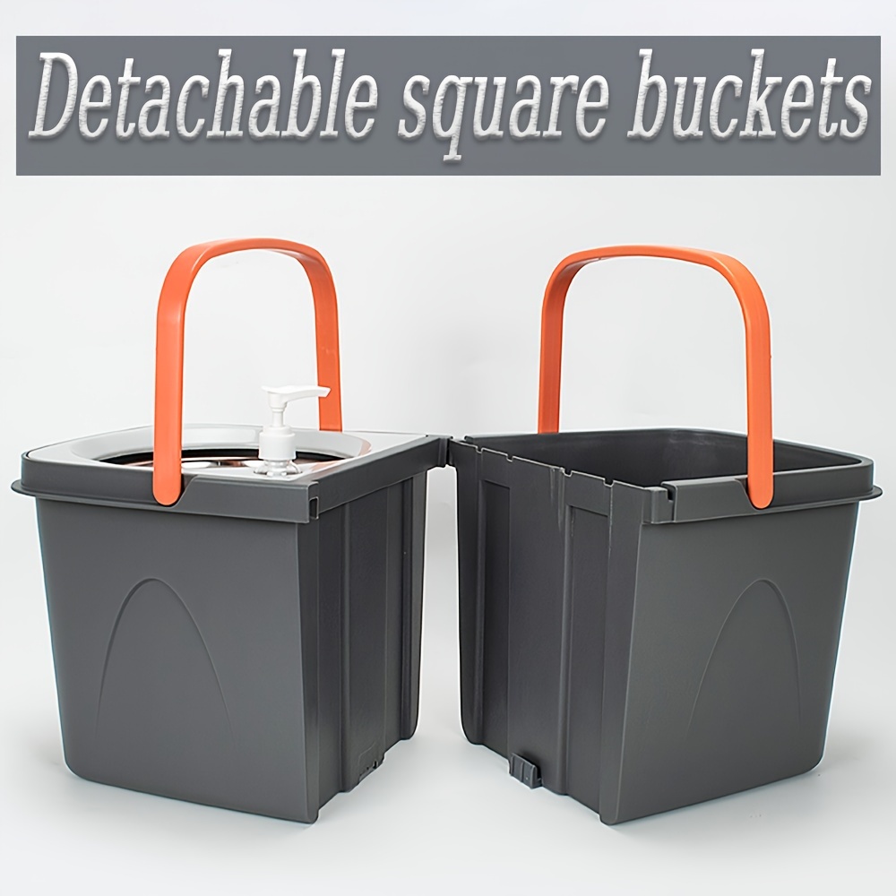 1 set   plate   bucket set household dust removal rotary mop and square   bucket with microfiber replacement kit dry and wet use suitable for   bathroom floor cleaning tools details 7