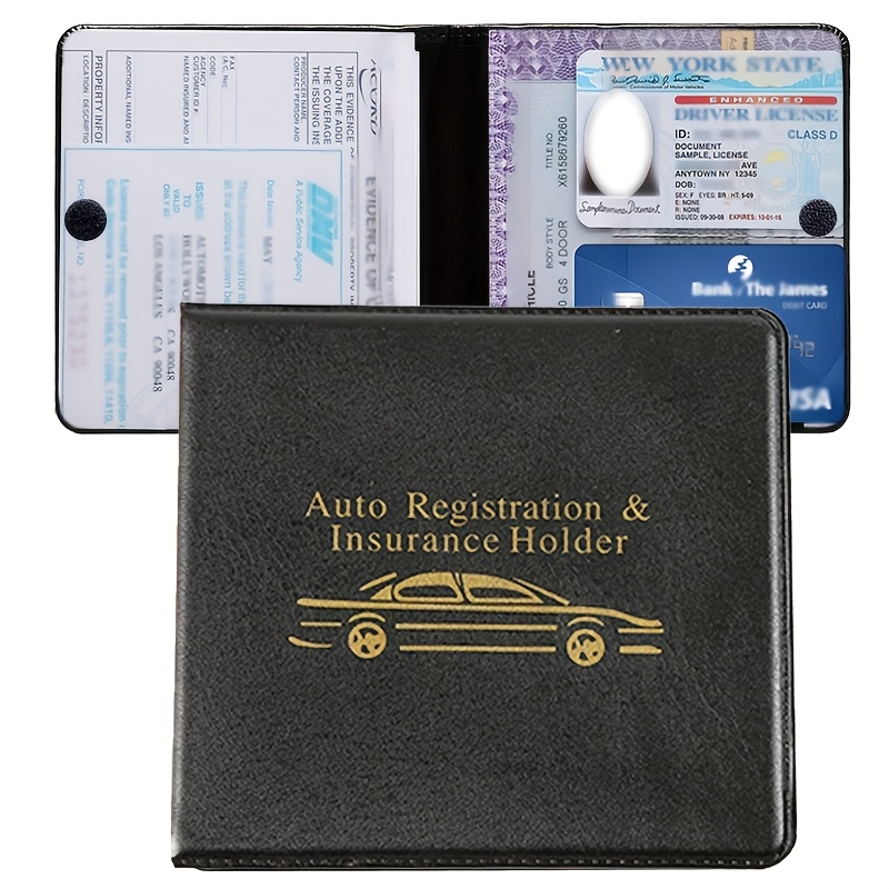 

Leather Car Registration & Insurance Wallet - Universal Fit Vehicle Holder, Sleek Organizer For License, Proof Of Insurance, And Registration Cards