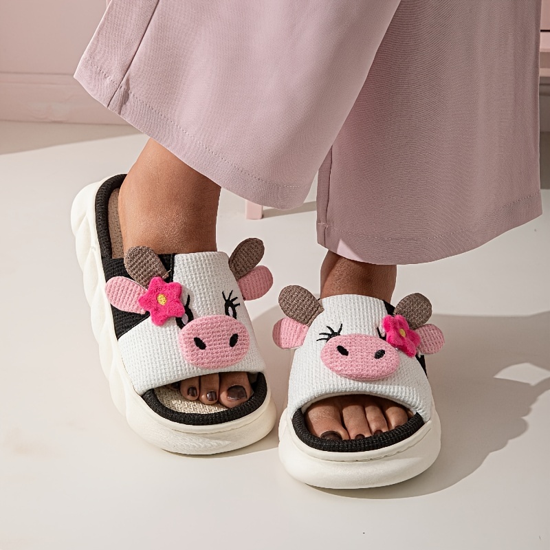 

Funny Cow Slippers, Unisex Outdoor Slip-on Shoes, Breathable Comfy Non-slip Sole, Cute Animal Design With 3d Elements – Perfect For Casual Walks