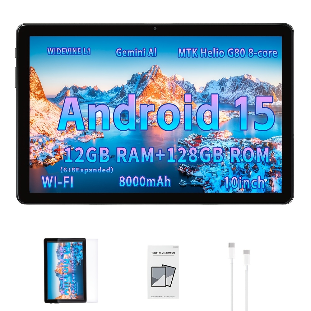 Paitanry 15 Tablet 2026 New, 12(6+6)gb +128gb Rom, 10.1" Hd Display, 8000mah Fast Charging, 2-in-1 Tablet Pc With Optional Keyboard And Mouse Bundle, -core, 13mp+5mp Camera, Gps, L1, Ai