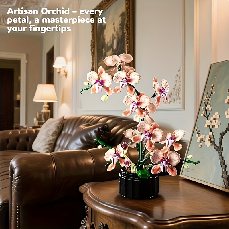 Home Desktop Ornament, Champagne Orchid Puzzle Blocks